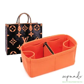 Louis Vuitton Onthego Purse Organizer Insert, Bag Organizer with Zipper Middle Pouch and Double Bottle Holders