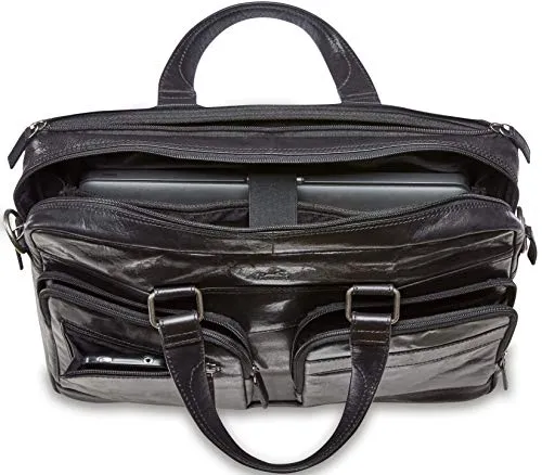 Mancini Double Compartment 15.6" Laptop/Tablet Briefcase in Burgundy