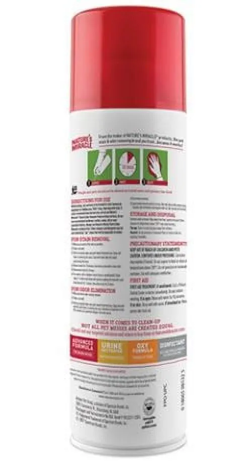 Nature's Miracle Cat Stain & Odor Remover Foam, 17.5 oz, Tough on Organic Stains And Odors