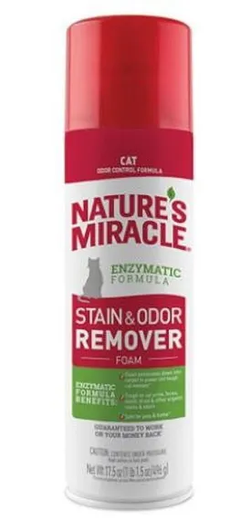 Nature's Miracle Cat Stain & Odor Remover Foam, 17.5 oz, Tough on Organic Stains And Odors