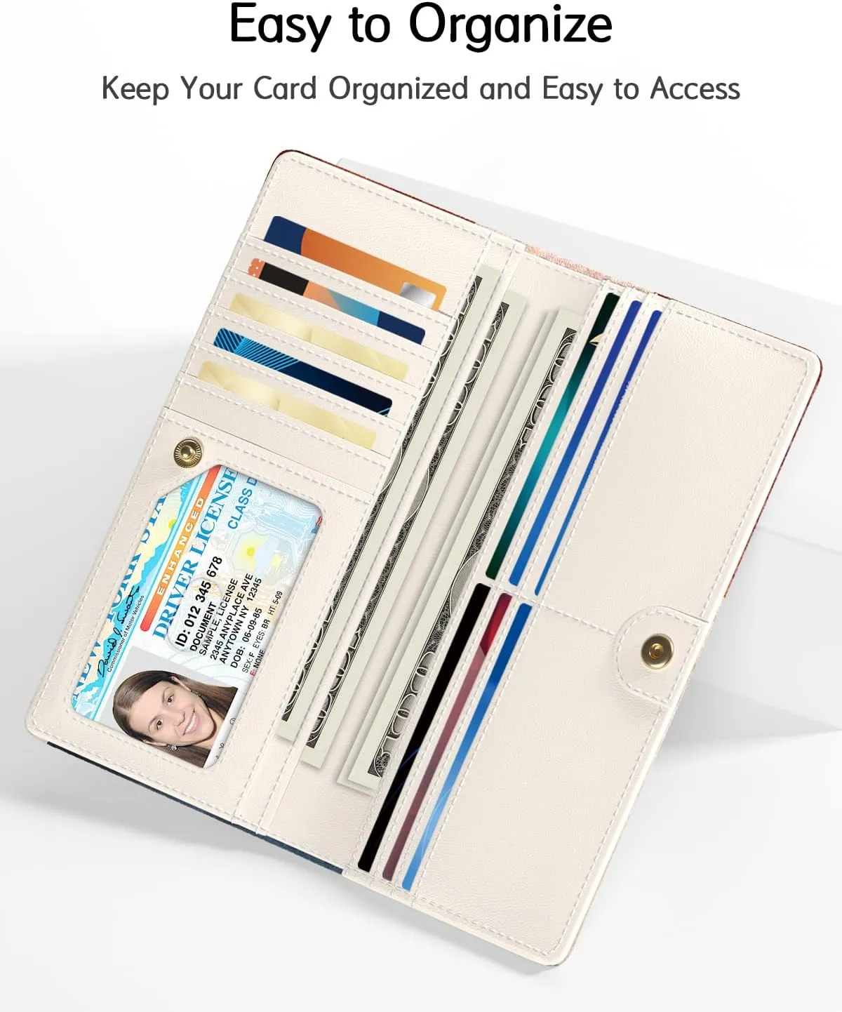 Nipichsha Womens Wallet, RFID Slim Wallets for Women, Thin Ladies Credit Card Holder Purse, Cute Leather Bifold Clutch Billfold with 11 Card Slots & ID Window, Simple Abstract Art
