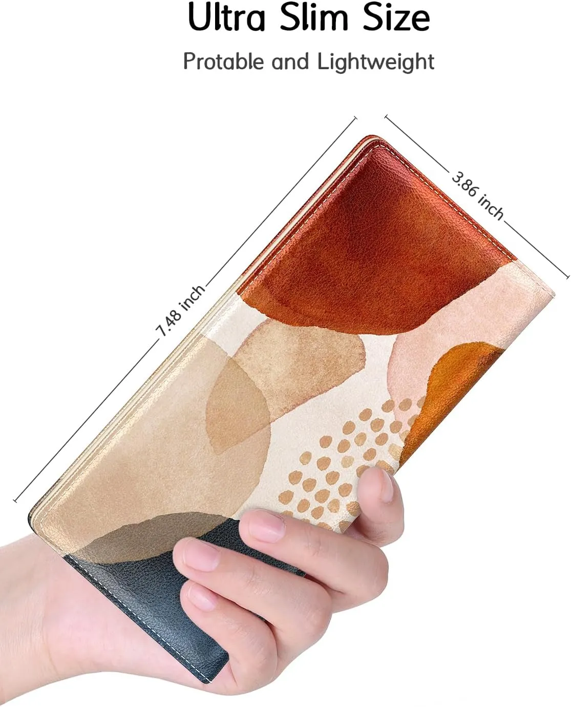 Nipichsha Womens Wallet, RFID Slim Wallets for Women, Thin Ladies Credit Card Holder Purse, Cute Leather Bifold Clutch Billfold with 11 Card Slots & ID Window, Simple Abstract Art