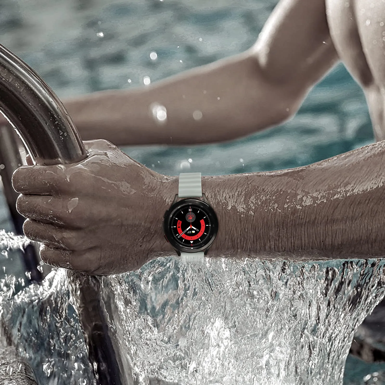 Ocean Silicone Band | Samsung Galaxy Watch 5 40mm 44mm/Galaxy Pro 5 45mm/Galaxy Watch 4 40mm 44mm | Black