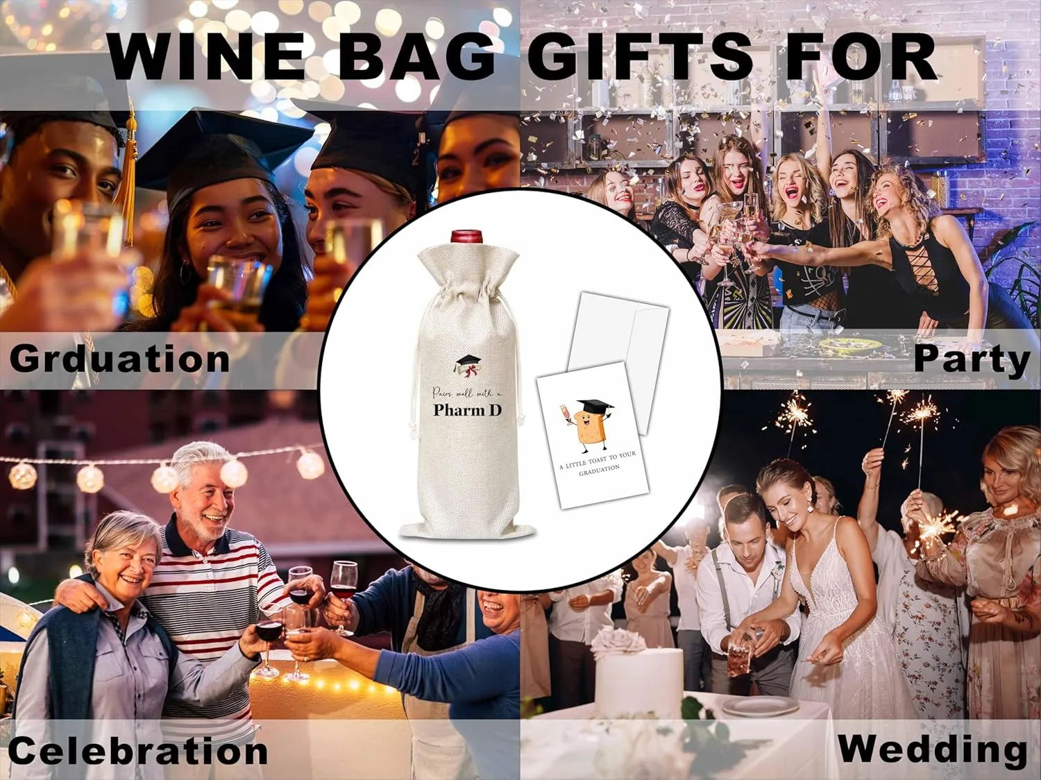 OICPYD Pharmd Graduation Gifts, Graduation Wine Bag, Graduating Gifts For Phd, Pharmacist, Pharmd, Her, Him, Friends, Nurse, Doctor, Teacher, 1 Pc Wine Bag With Greeting Card (G06)