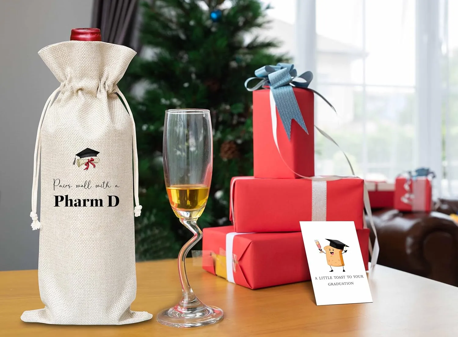 OICPYD Pharmd Graduation Gifts, Graduation Wine Bag, Graduating Gifts For Phd, Pharmacist, Pharmd, Her, Him, Friends, Nurse, Doctor, Teacher, 1 Pc Wine Bag With Greeting Card (G06)