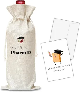 OICPYD Pharmd Graduation Gifts, Graduation Wine Bag, Graduating Gifts For Phd, Pharmacist, Pharmd, Her, Him, Friends, Nurse, Doctor, Teacher, 1 Pc Wine Bag With Greeting Card (G06)