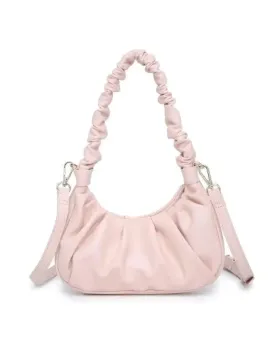 Oliveta Ruched Rose Leather Handbag