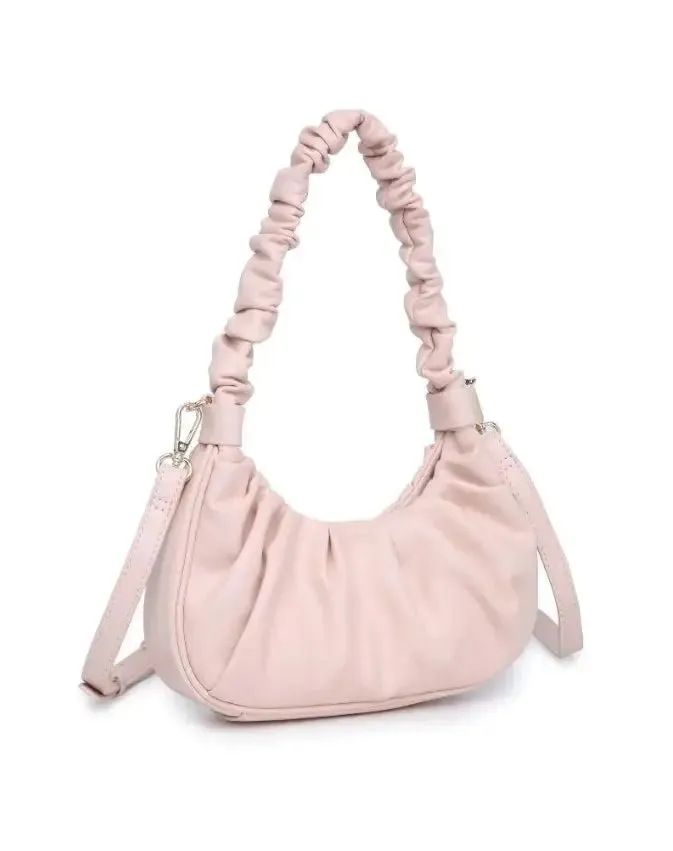 Oliveta Ruched Rose Leather Handbag