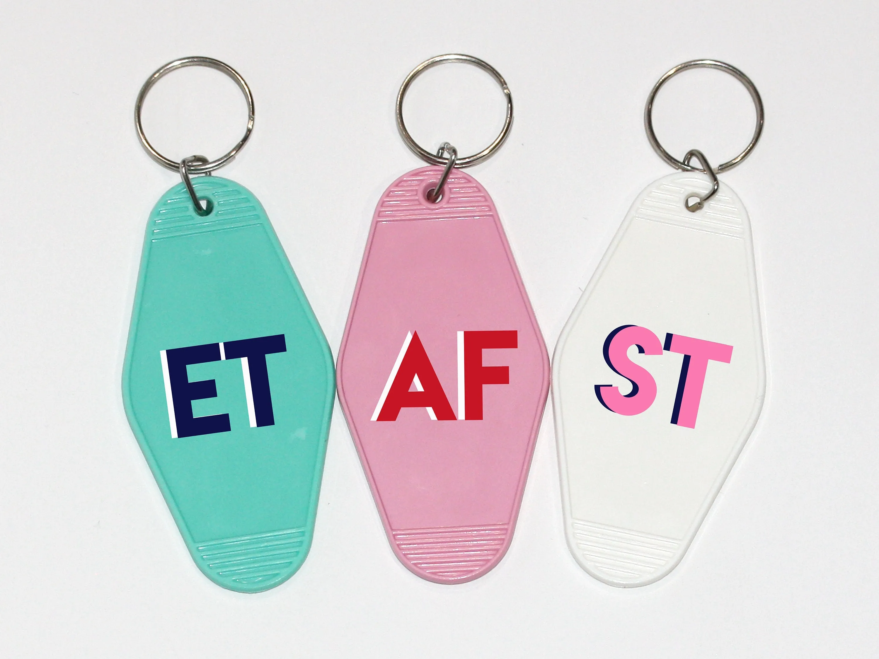 Personalized Shadow Monogram Retro Motel Keychain