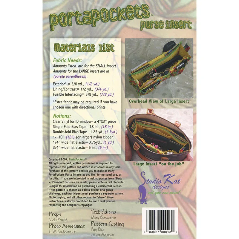 Portapockets Purse Insert Pattern