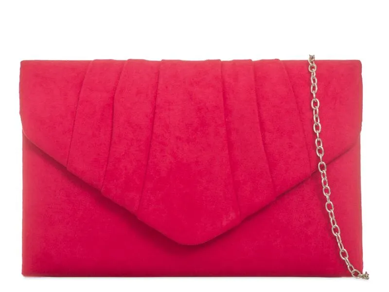 Red Suede Style Evening Clutch Bag