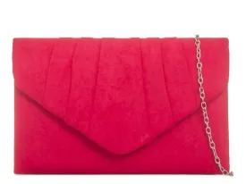Red Suede Style Evening Clutch Bag