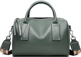 ROUROU Boston Bag for Women Genuine Leather Handbag Top Handle Satchel Large Capacity Shoulder Bag Crossbody Bag Purse