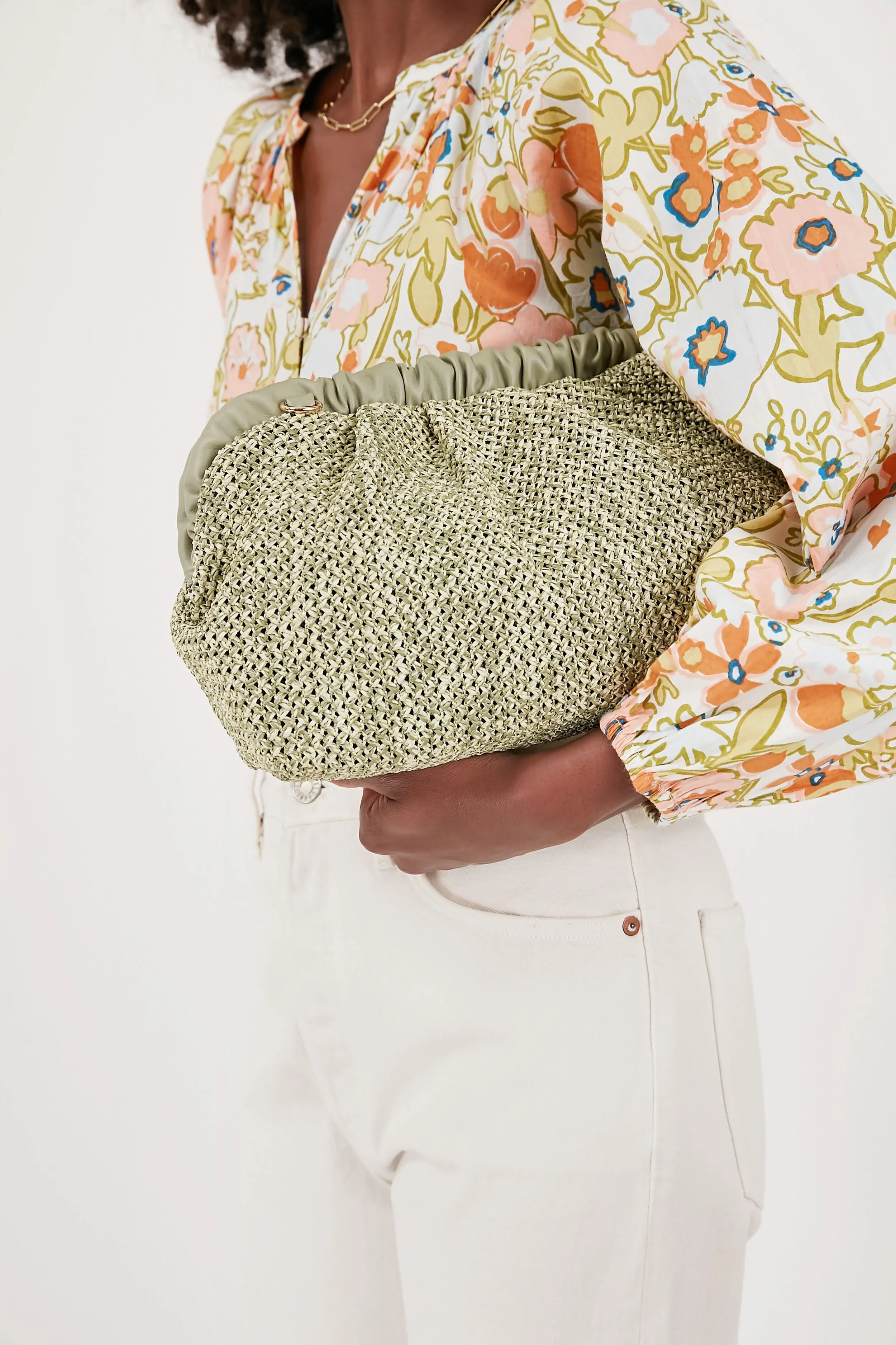 Sage Straw Delvina Clutch