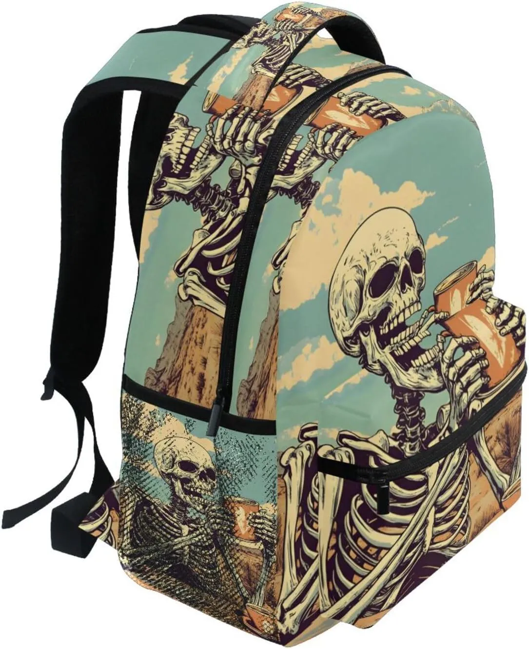 Skeleton Coffee Funny Desert Backpack for School Boys Girls Laptop Travel Backpack Book Bag Daypack 11.4 16 In M