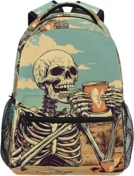 Skeleton Coffee Funny Desert Backpack for School Boys Girls Laptop Travel Backpack Book Bag Daypack 11.4 16 In M
