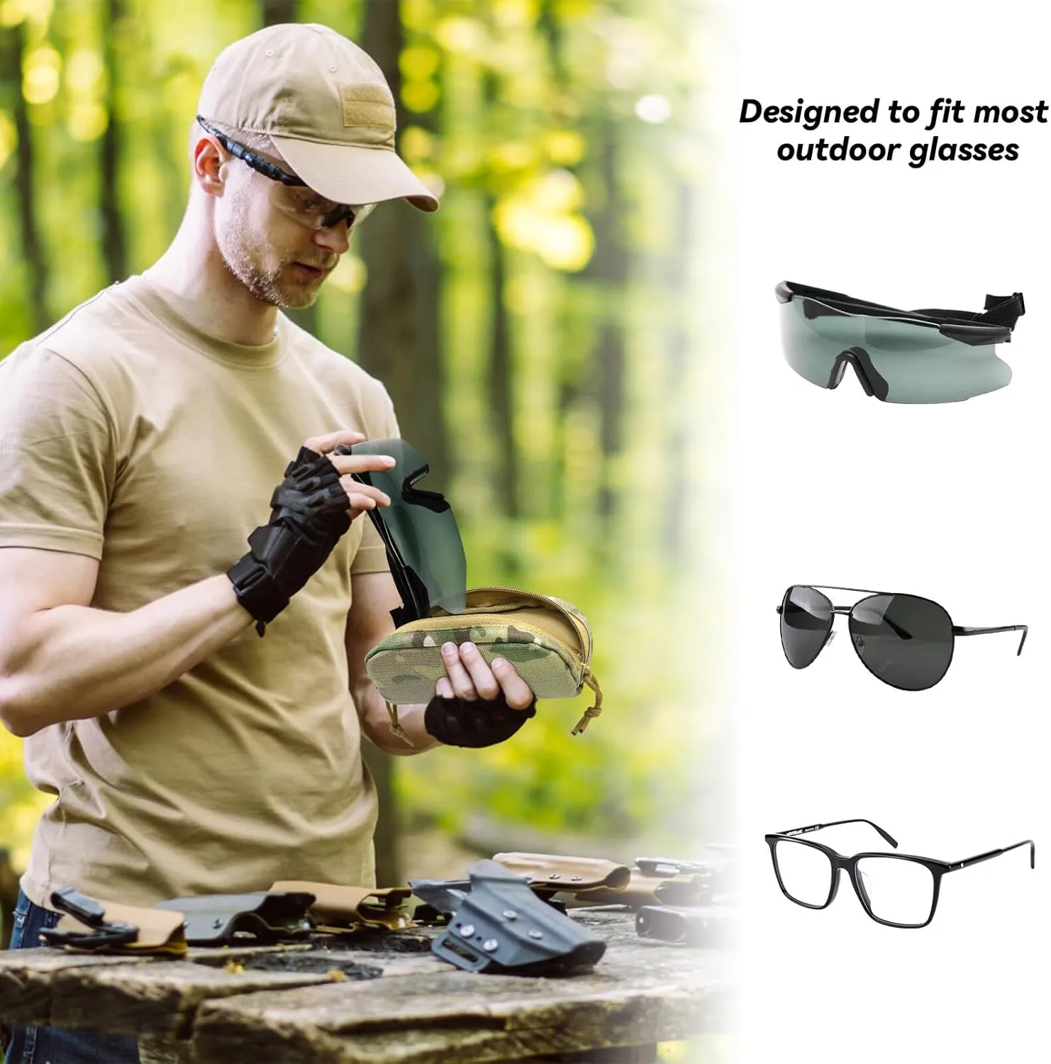 Tactical Molle Glasses Case Hard Shell Sunglass Case Eyeglass Case Shockproof Protective Glasses Case With Clip