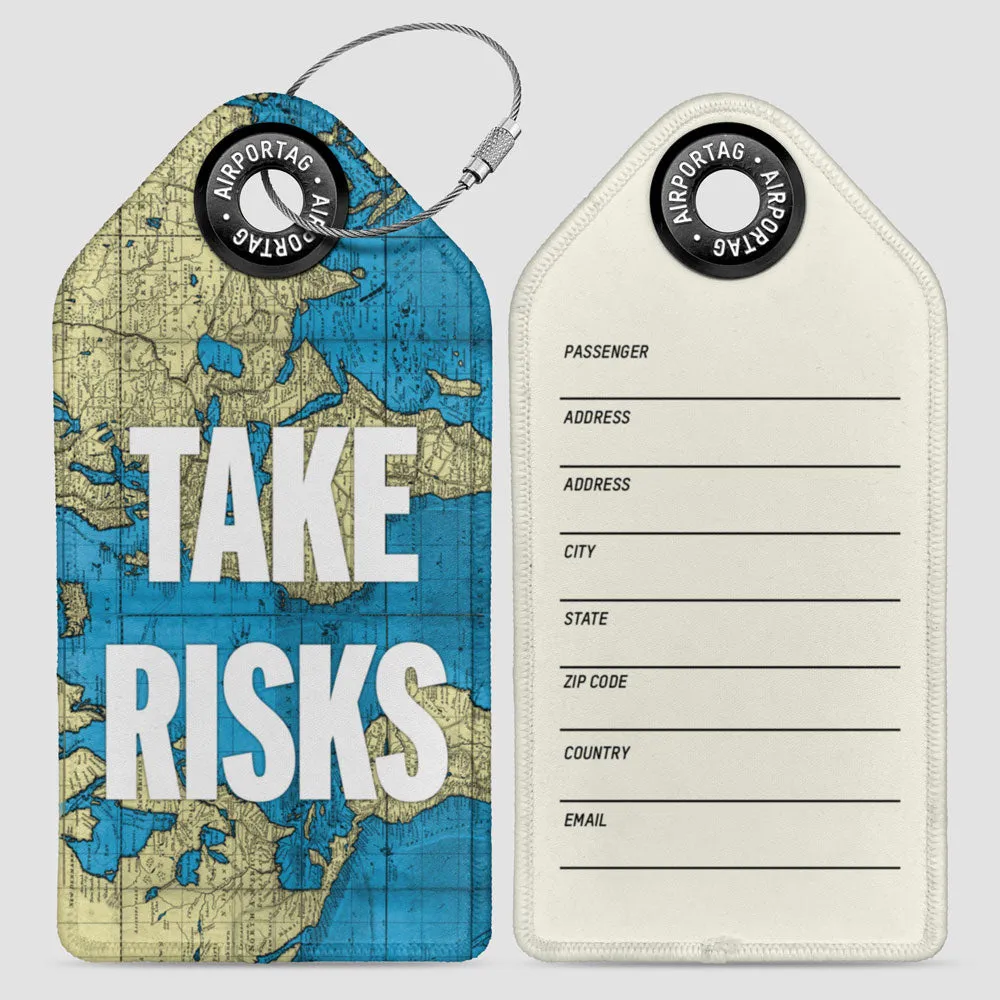 Take Risks - World Map - Luggage Tag