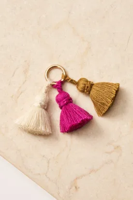 tassel trio - SHOUSHA - fuchsia, ecru, olive