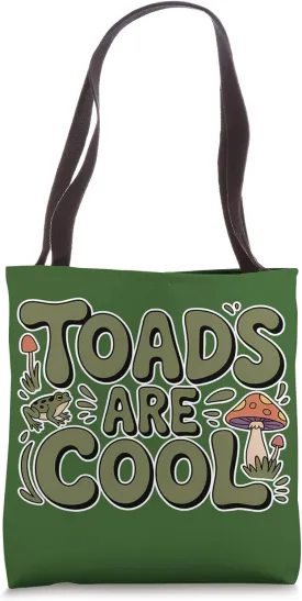 Toads Are Cool Whimsical Cute Mushroom Cottagecore Fashion Tote Bag