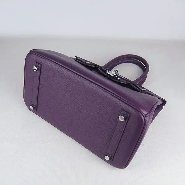 Trendy Inspired Hermes Birkin 30cm Togo Leather Handbags Purple Silver