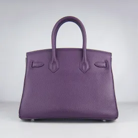 Trendy Inspired Hermes Birkin 30cm Togo Leather Handbags Purple Silver