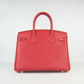 Trendy Inspired Hermes Birkin 30cm Togo Leather Handbags Red Golden