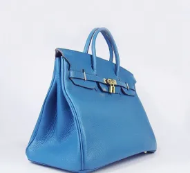 Trendy Inspired Hermes Birkin 35cm Togo Leather Handbags 6099 Blue Golden