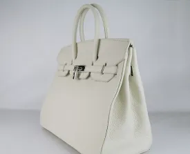 Trendy Inspired Hermes Birkin 35cm Togo Leather Handbags Beige Silver