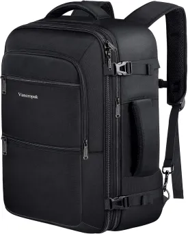 Vancropak Carry On Backpack, 40L Expandable Extra Large Travel Backpack, Flight Approved Water Resistant Luggage Suitcase Daypack, Lightweight College Business Weekender Bag for Men & Women, Black
