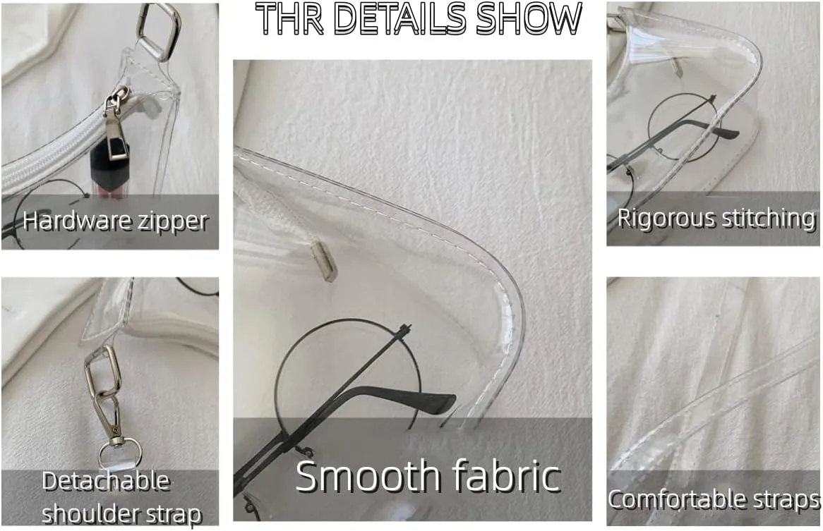 Women's Fashion Vintage Clear Crossbody Bag Stadium Approved Jelly Purse Concert Bag Festival Gifts
