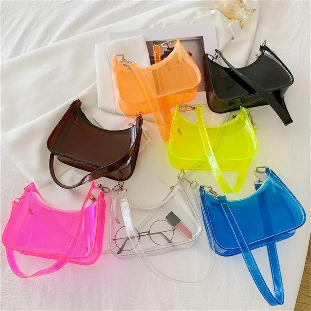 Women's Fashion Vintage Clear Crossbody Bag Stadium Approved Jelly Purse Concert Bag Festival Gifts