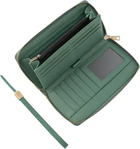 Women's Wallet RFID Blocking Leather Zip Around Large Capacity Card Holder Ladies Phone Clutch Long Purse Wristlet